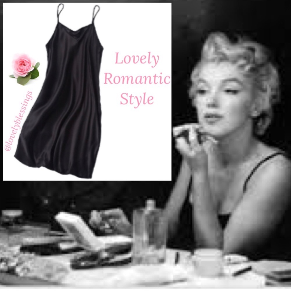 Vintage 80s Silk Slip Dress Romantic Sexy Pin Up Lingerie Long Full Length Black